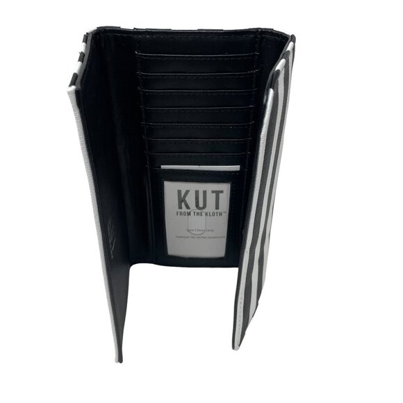 Kut From The Kloth Womens Black & White Striped Wallet Trifold Card Slots - Picture 3 of 4